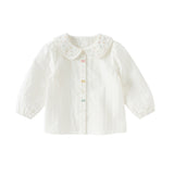 Dave&Bella Toddler Girls Cotton Doll Collar Elegance White Shirts