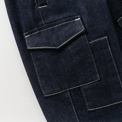 Dave&Bella Toddler Boys Autumn Stretchy Denim Blue Drawstring Jeans Pants