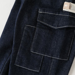 Dave&Bella Toddler Boys Autumn Stretchy Denim Blue Drawstring Jeans Pants