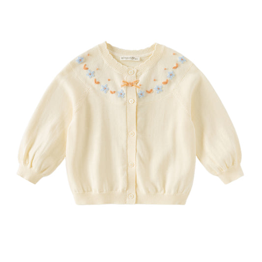 Dave&Bella Girls Autumn Vivid Cotton Yellow Sweater Cardigan Coat Top