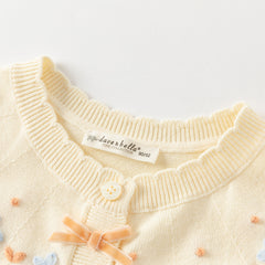 Dave&Bella Girls Autumn Vivid Cotton Yellow Sweater Cardigan Coat Top