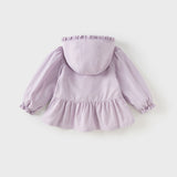 Dave&Bella Girls Toddler Purple Outwear Long Sleeve Sweet Warm Hooded Coat