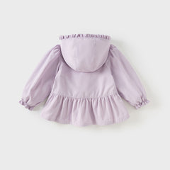 Dave&Bella Girls Autumn Purple Outwear Long Sleeve Sweet Warm Hooded Coat