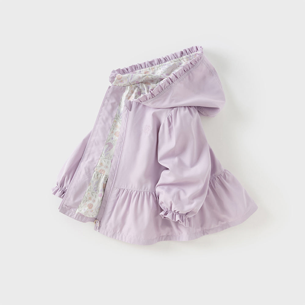 Dave&Bella Girls Toddler Purple Outwear Long Sleeve Sweet Warm Hooded Coat