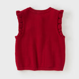 Dave&Bella Toddler Girls Adorable Red Cotton Outdoor Sleeveless Vests