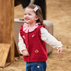 Dave&Bella Toddler Girls Adorable Red Cotton Outdoor Sleeveless Vests