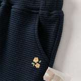 Dave&Bella Toddler Girls Grey/Navy Blue Casual Straight-leg Pants