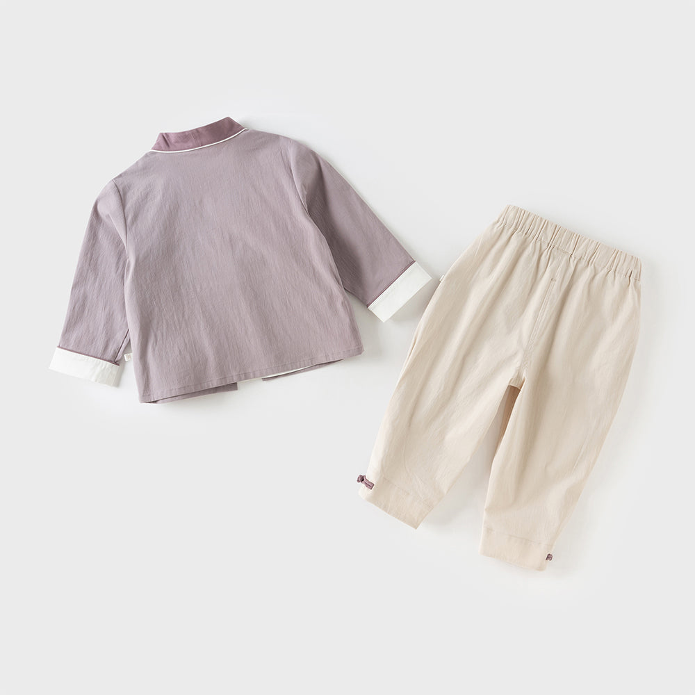 Dave&Bella Toddler Boys Chinese Style Cotton Casual T-shirt Pant Sets