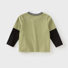 Dave&Bella Toddler Boys Autumn Cotton Cartoon Print T-shirt Tops