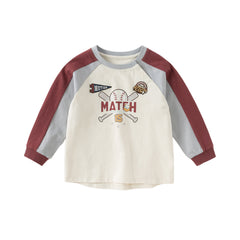 Dave&Bella Boys Autumn Red Cotton Breathable T-shirt Top