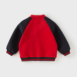 Dave&Bella Boys Toddler Red Long Sleeve V-collar Outdoor Varsity Jackets