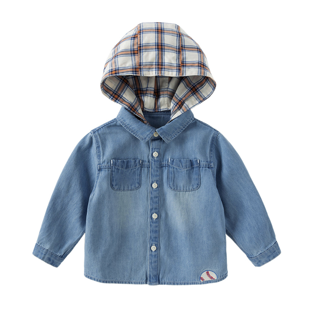 Dave&Bella Toddler Boys Casual Cotton Blue Hoodies Shirt Top
