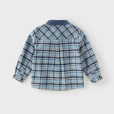 Dave&Bella Toddler Boys Cotton Formal Blue Plaid Shirt Top