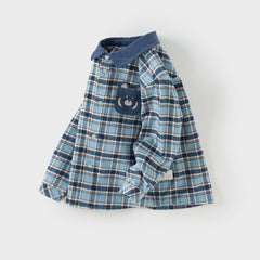 Dave&Bella Boys Autumn Cotton Formal Blue Plaid Shirt Top