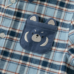 Dave&Bella Boys Autumn Cotton Formal Blue Plaid Shirt Top