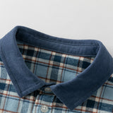 Dave&Bella Toddler Boys Cotton Formal Blue Plaid Shirt Top