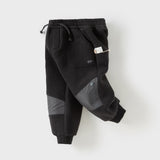 Dave&Bella Boys Toddler Cool Black Outdoor Sports Drawstring Joggers Pants