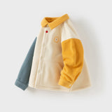 Dave&Bella Toddler Boys Beige Cozy Cute Fleece Shirts Tops