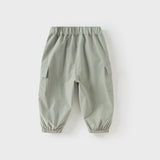Dave&Bella Boys Toddler Grey Green Quick-Drying Overalls Drawstring Pants