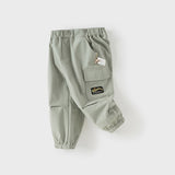 Dave&Bella Boys Toddler Grey Green Quick-Drying Overalls Drawstring Pants