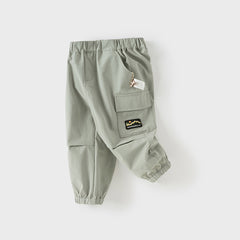 Dave&Bella Boys Autumn Grey Green Quick-Drying Overalls Drawstring Pant