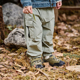 Dave&Bella Boys Toddler Grey Green Quick-Drying Overalls Drawstring Pants