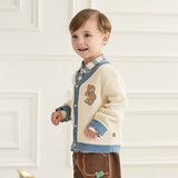 Dave&Bella Toddler Boys Beige Casual Knit Sweater Cardigan Tops