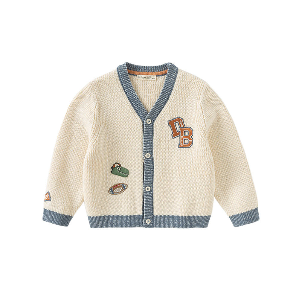 Dave&Bella Toddler Boys Beige Casual Knit Sweater Cardigan Tops