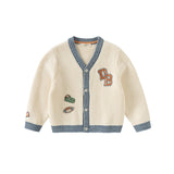 Dave&Bella Toddler Boys Beige Casual Knit Sweater Cardigan Tops