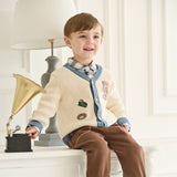 Dave&Bella Toddler Boys Beige Casual Knit Sweater Cardigan Tops