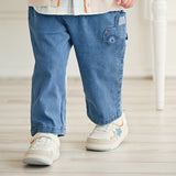 Dave&Bella Toddler Boys Simple Denim Blue Straight-leg Wide Jeans
