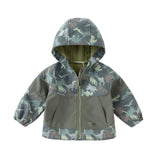 Dave&Bella Toddler Boys Outdoor Army Green Hooded Padded Jackets