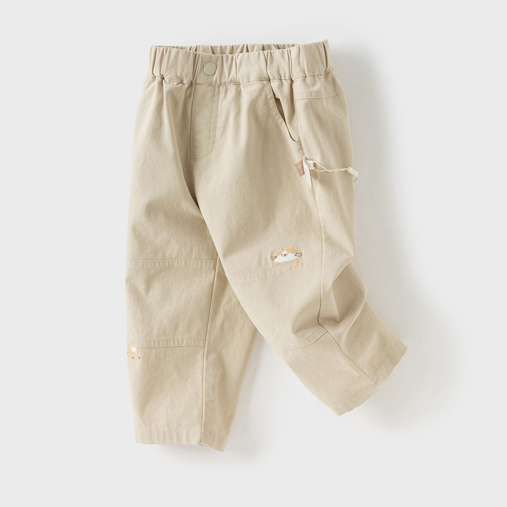 Dave&Bella Toddler Boys Khaki/Navy Blue Cotton Casual Pants