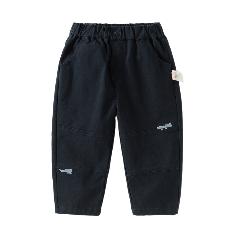 Dave&Bella Toddler Boys Khaki/Navy Blue Cotton Casual Pants