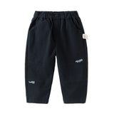 Dave&Bella Toddler Boys Khaki/Navy Blue Cotton Casual Pants