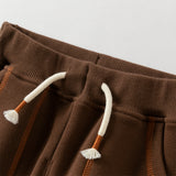 Dave&Bella Toddler Boys Coffee Brown Drawstring Sweatpants