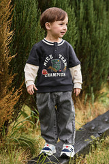 Dave&Bella Toddler Boys Autumn Smoky Grey Loose Jeans Pants