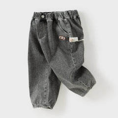 Dave&Bella Toddler Boys Autumn Smoky Grey Loose Jeans Pants