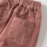 Dave&Bella Toddler Girls Khaki/Pink Cotton Corduroy Pants