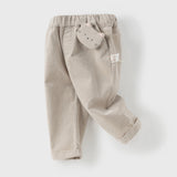 Dave&Bella Toddler Girls Khaki/Pink Cotton Corduroy Pants