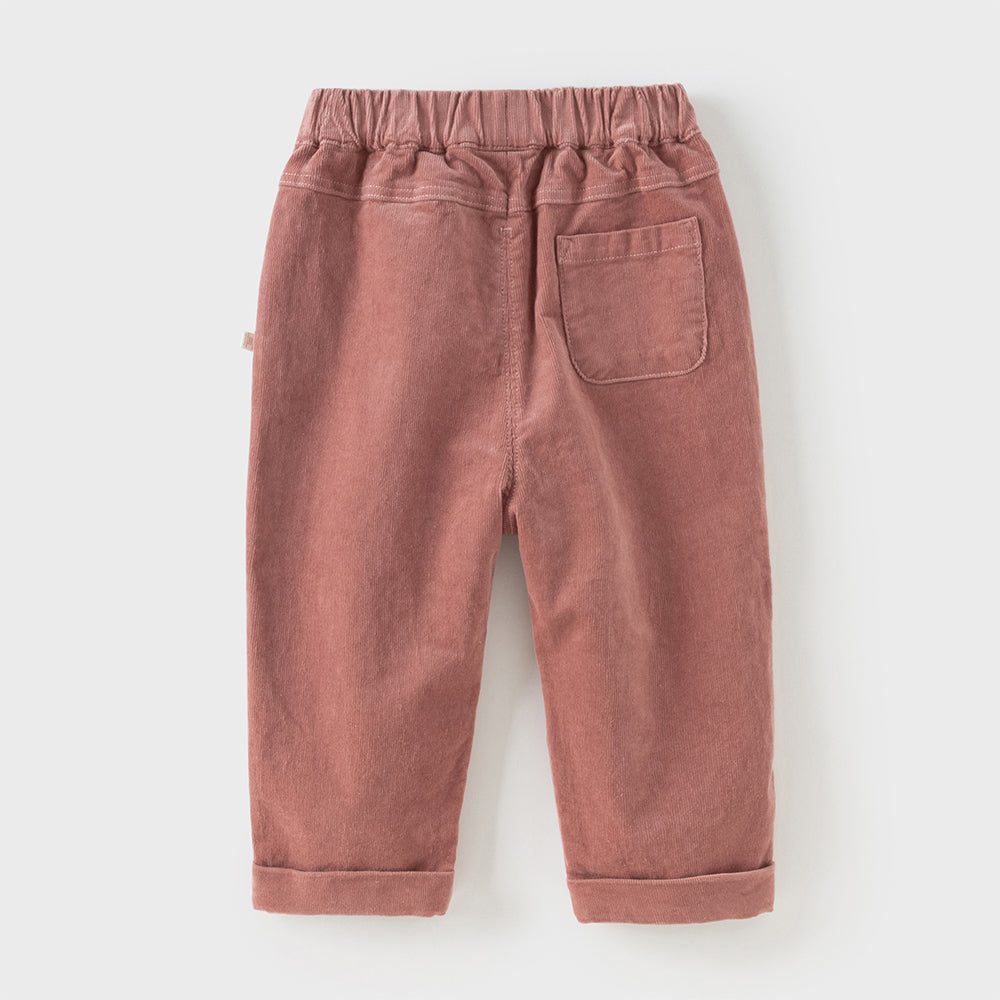 Dave&Bella Toddler Girls Khaki/Pink Cotton Corduroy Pants