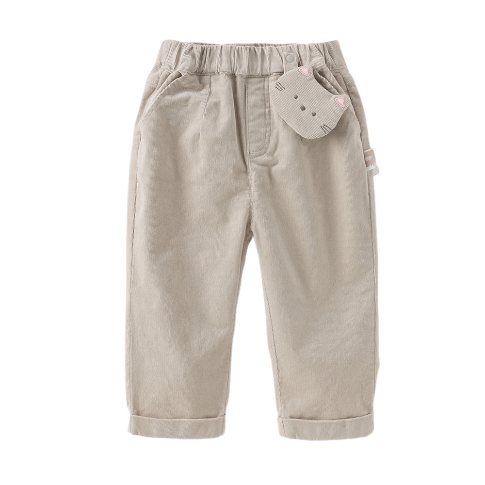Dave&Bella Toddler Girls Khaki/Pink Cotton Corduroy Pants