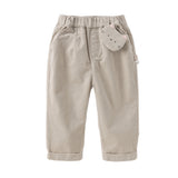 Dave&Bella Toddler Girls Khaki/Pink Cotton Corduroy Pants
