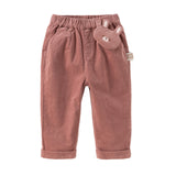 Dave&Bella Toddler Girls Khaki/Pink Cotton Corduroy Pants