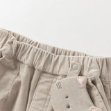 Dave&Bella Toddler Girls Khaki/Pink Cotton Corduroy Pants