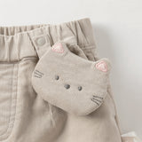 Dave&Bella Toddler Girls Khaki/Pink Cotton Corduroy Pants