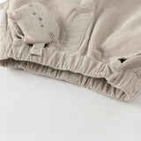 Dave&Bella Toddler Girls Khaki/Pink Cotton Corduroy Pants