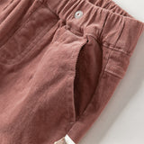 Dave&Bella Toddler Girls Khaki/Pink Cotton Corduroy Pants