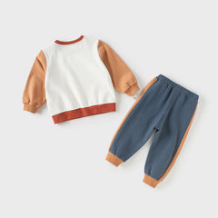 Dave&Bella Toddler Boys Autumn Beige Sweatshirt Long Pants Suits Sets