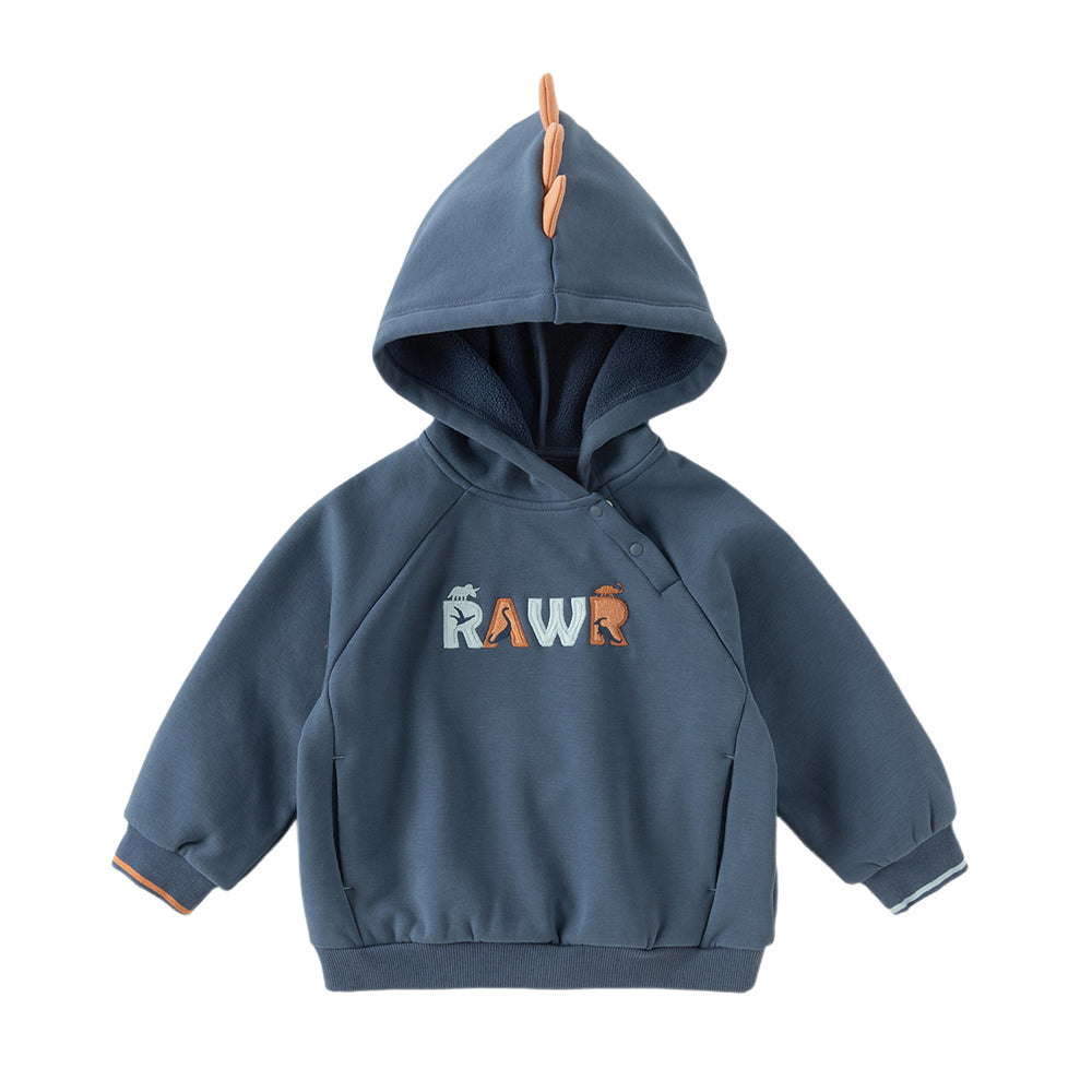 Dave&Bella Toddler Boys Blue Hooded Sweatshirts Tops